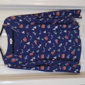 Navy Thermal‎ Winter Print Shirt